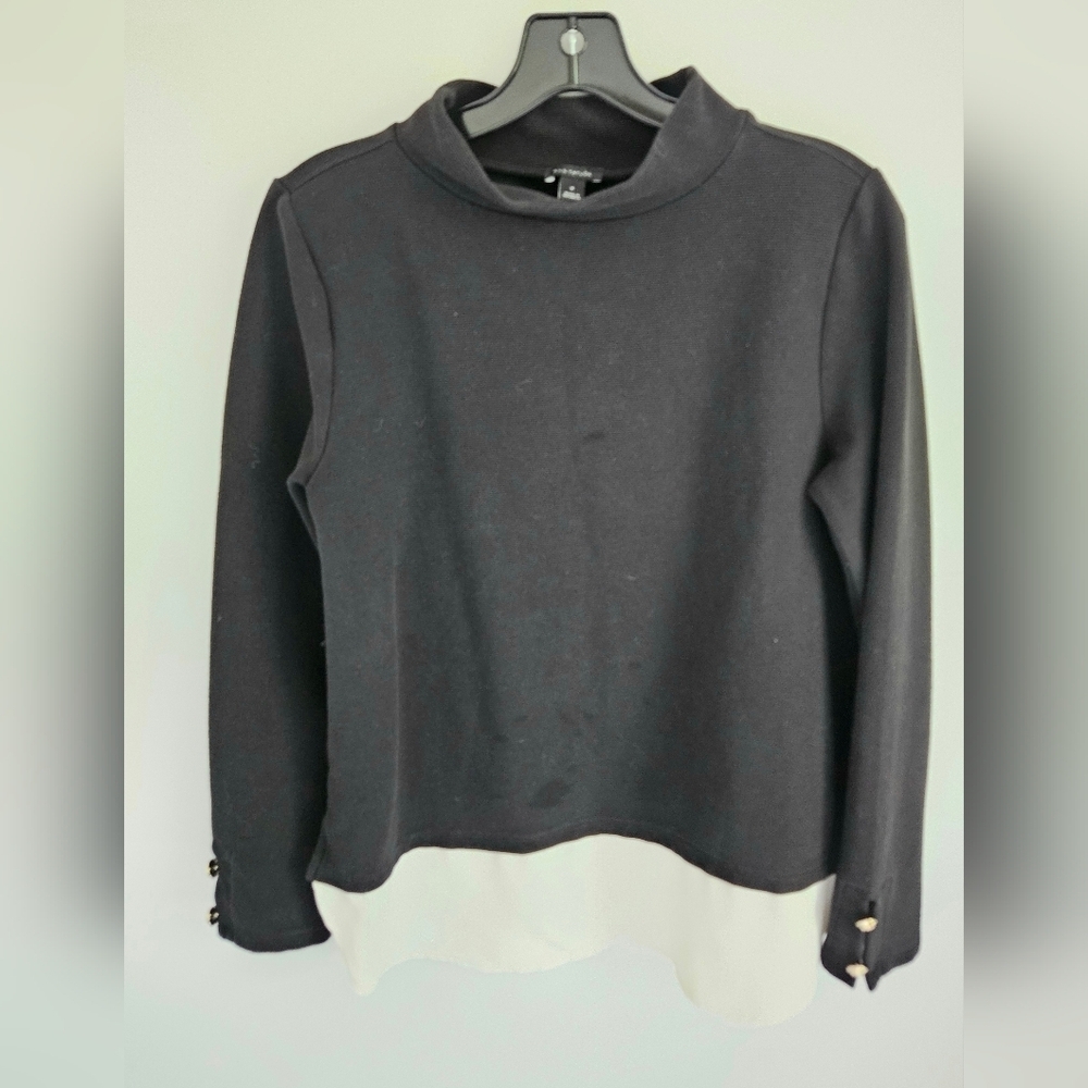 Ann Taylor Shirttail Black Knit Top